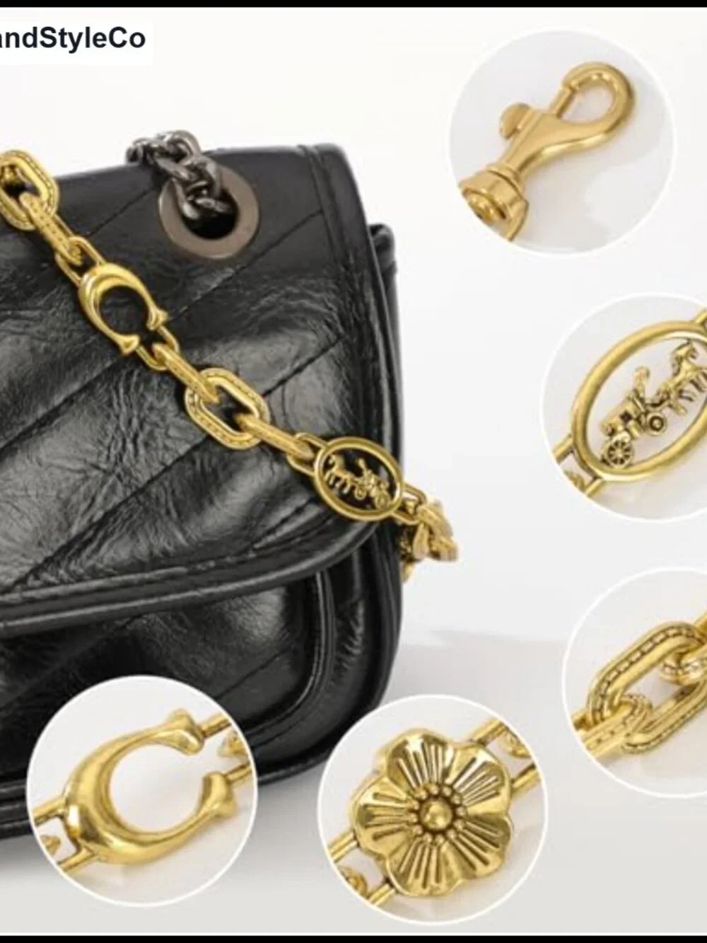 Vintage Gold Chain Bag Charm Extender Keychain Set for Women